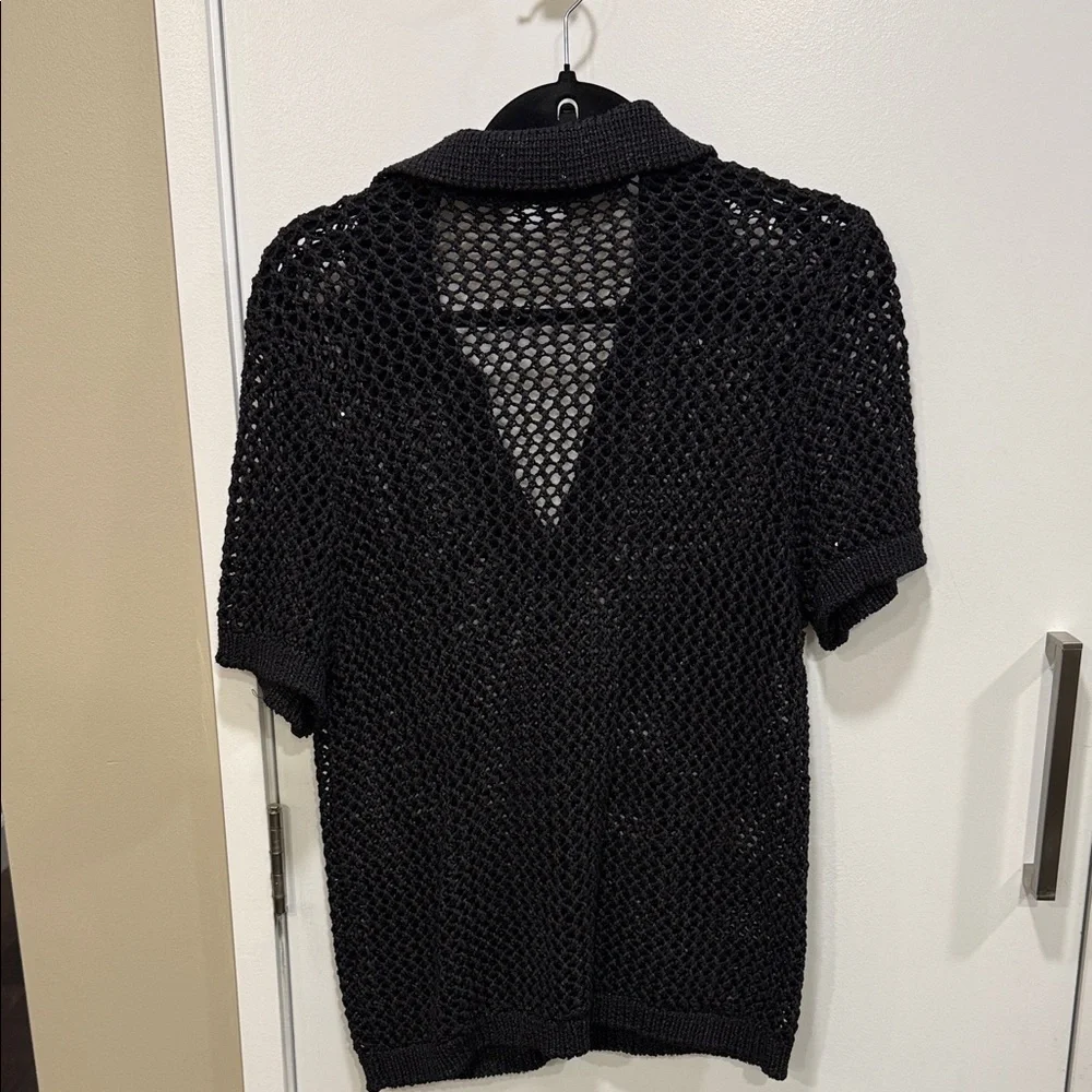 Black Knit Mesh Top - Picture 2 of 3